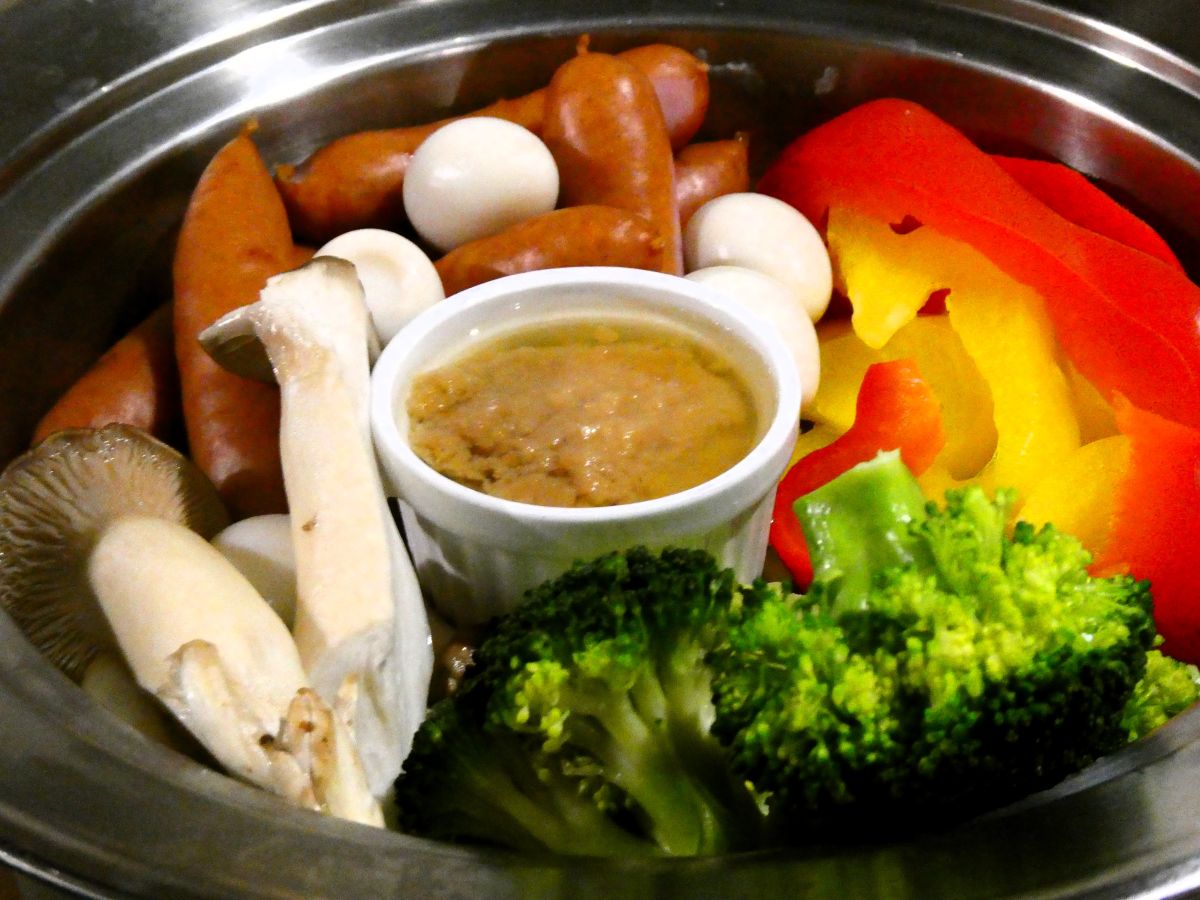 蒸し器にセットした材料