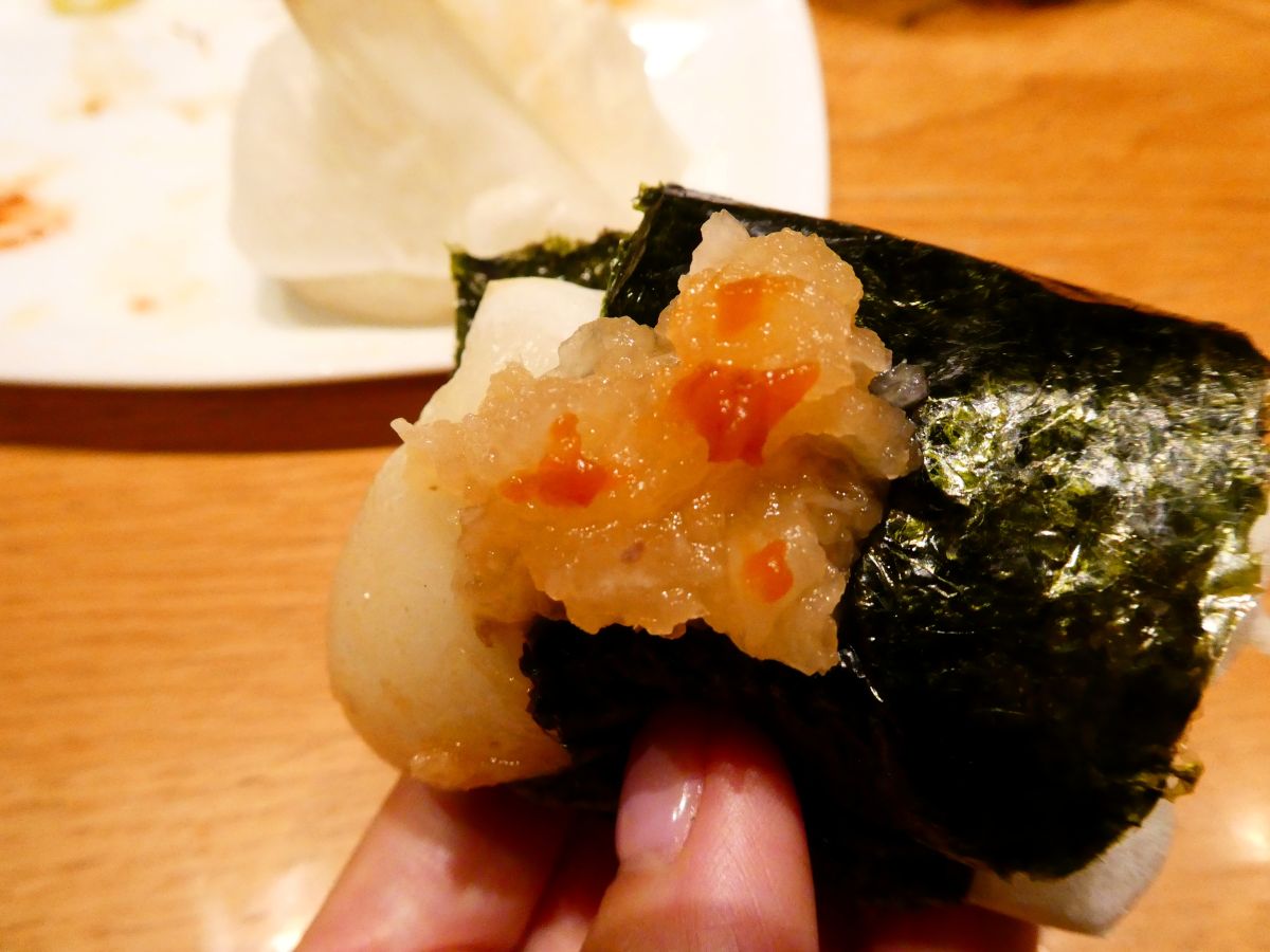 焼き餅に、かんずりのもみじおろし