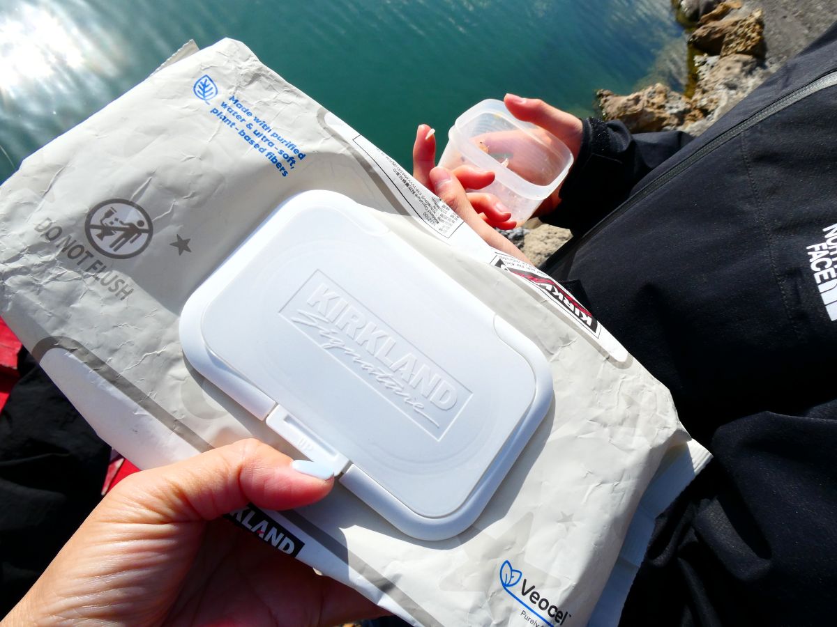 持参したウエットティッシュ