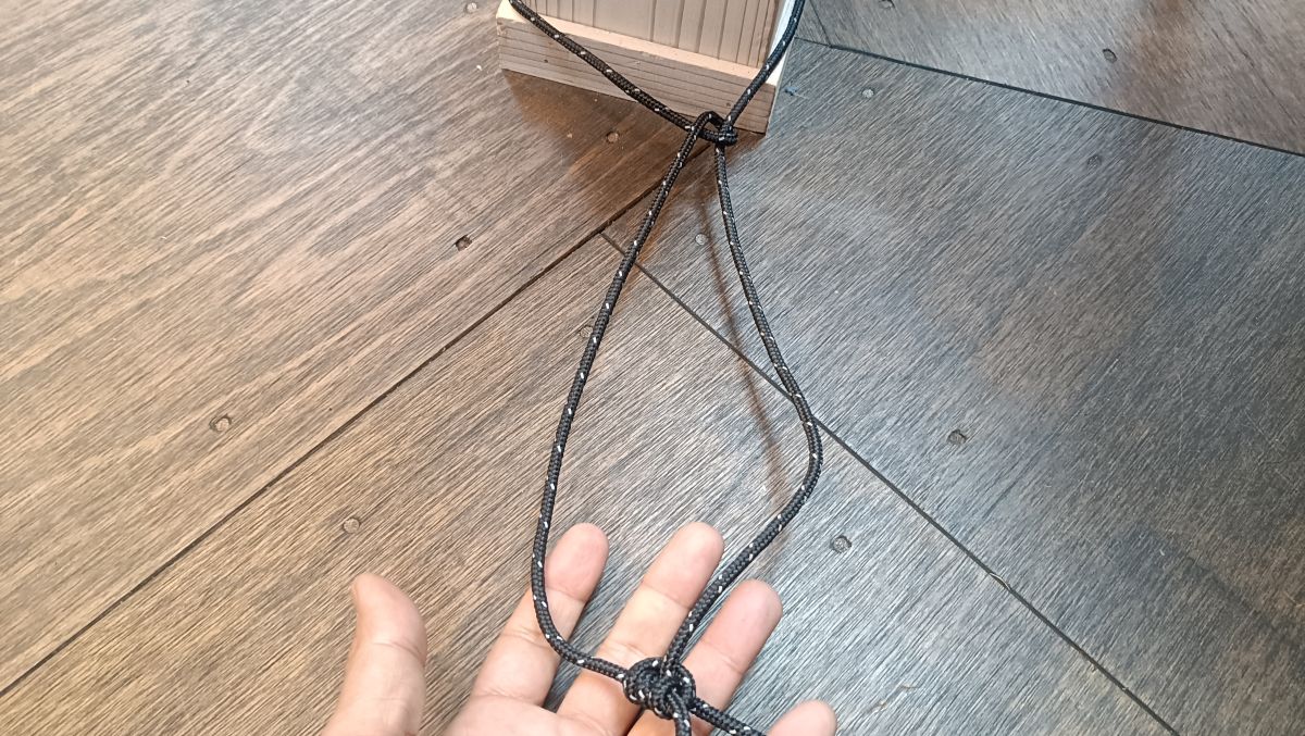 自在結びが完成した様子。
