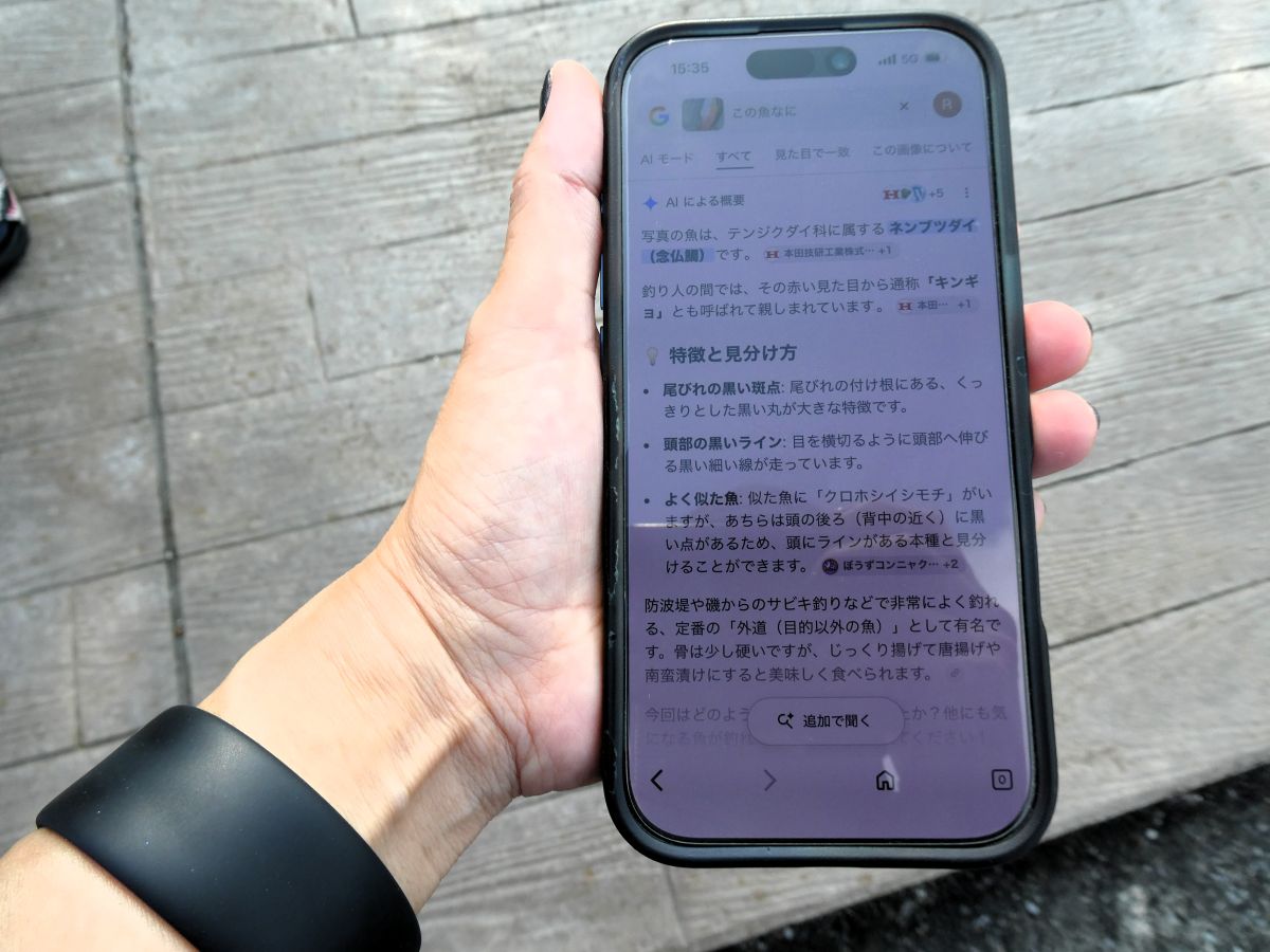 スマホで魚種を調べた結果