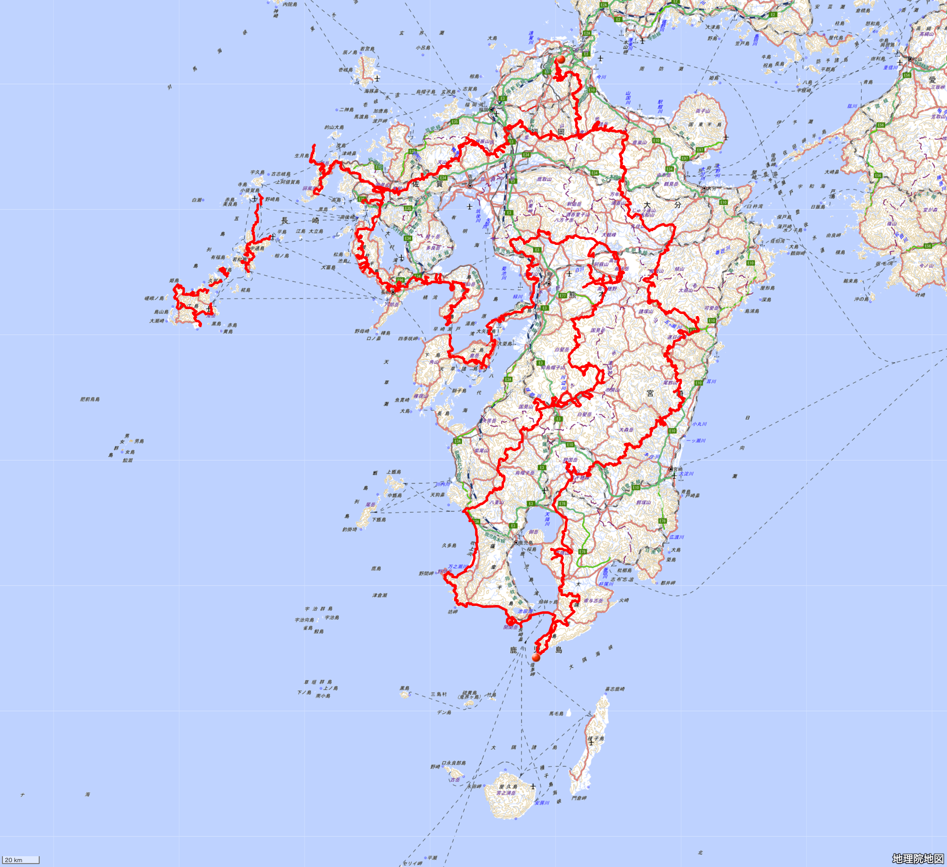 九州自然歩道MAP