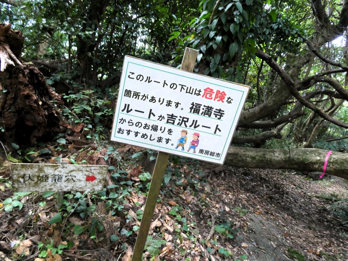 下山ルートの看板