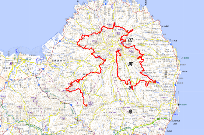 国東半島峯道ロングトレイルMAP